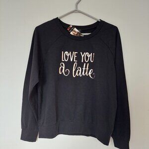 Charlie Paige Love You A Latte Gold Text Sweatshirt Size S/M